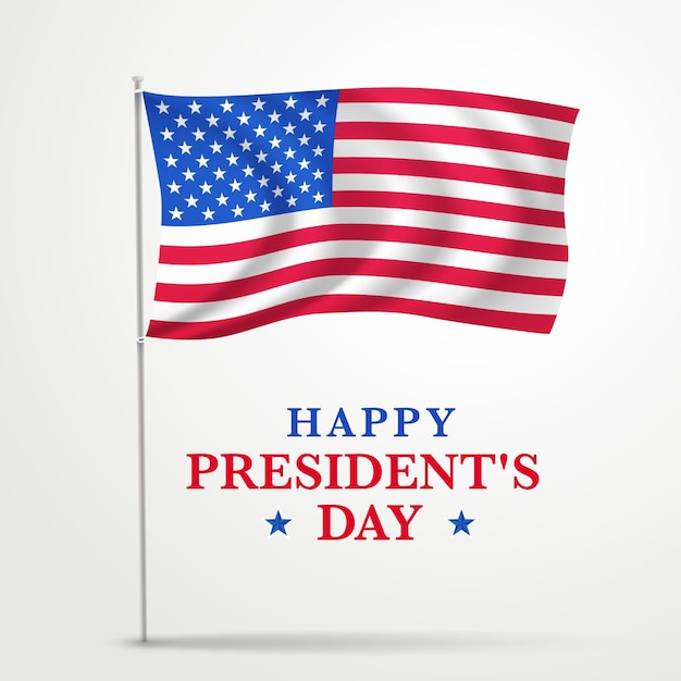 Realistic president's day promo with flag