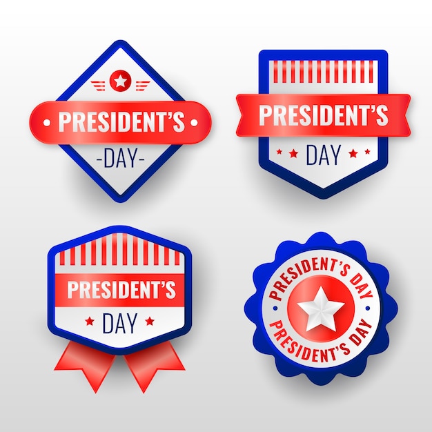 Realistic presidents day badges collection