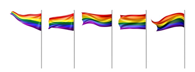 Realistic pride day flag collection