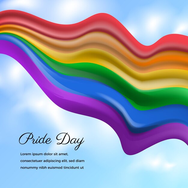 Realistic pride day flag illustration