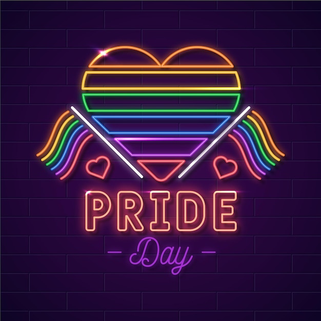 Free Vector realistic pride day neon sign