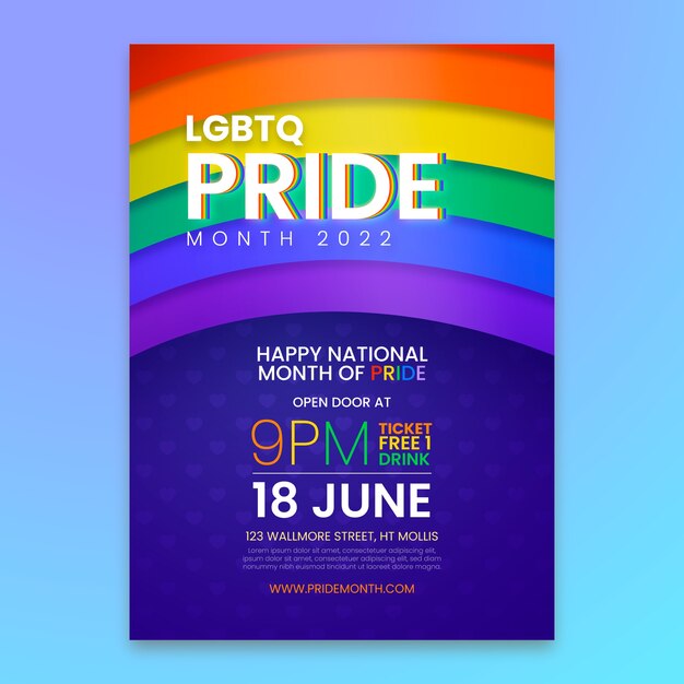 Realistic pride month vertical poster template