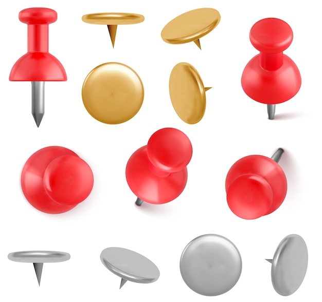 Free vector realistic push pins collection