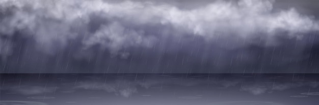 Free Vector realistic rain dropping from gray clouds