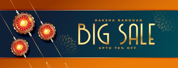 Free Vector realistic raksha bandhan big sale banner with rakhi design