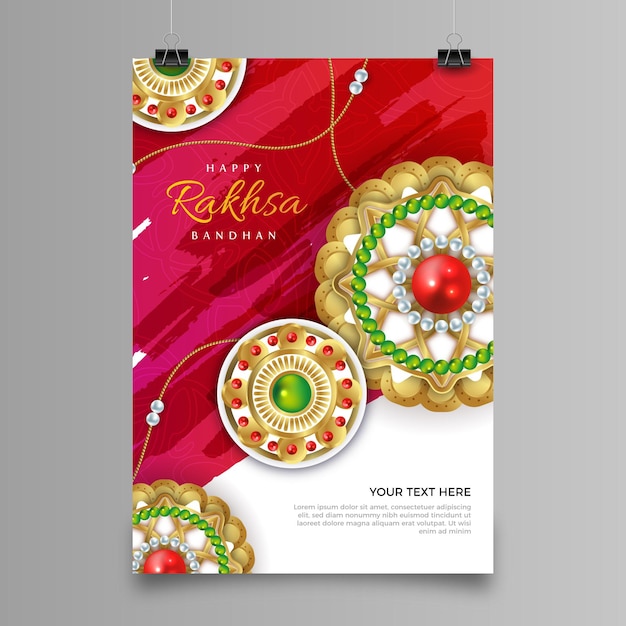 Realistic raksha bandhan greeting card