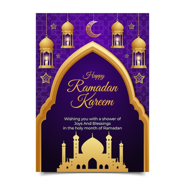 Realistic ramadan greeting card template