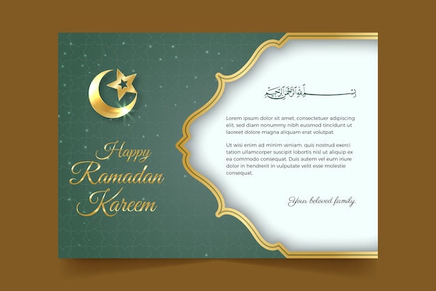 Realistic ramadan greeting card template