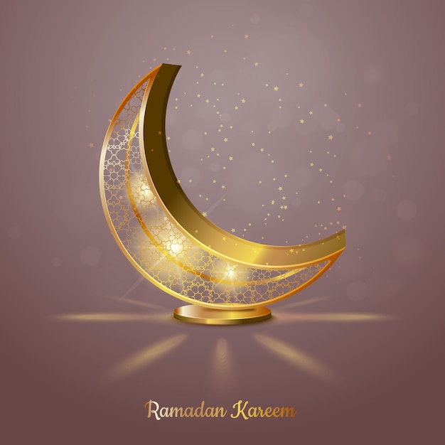 Realistic ramadan greeting card template