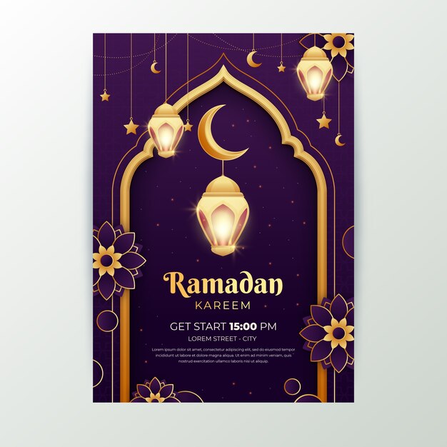 Realistic ramadan greeting card template