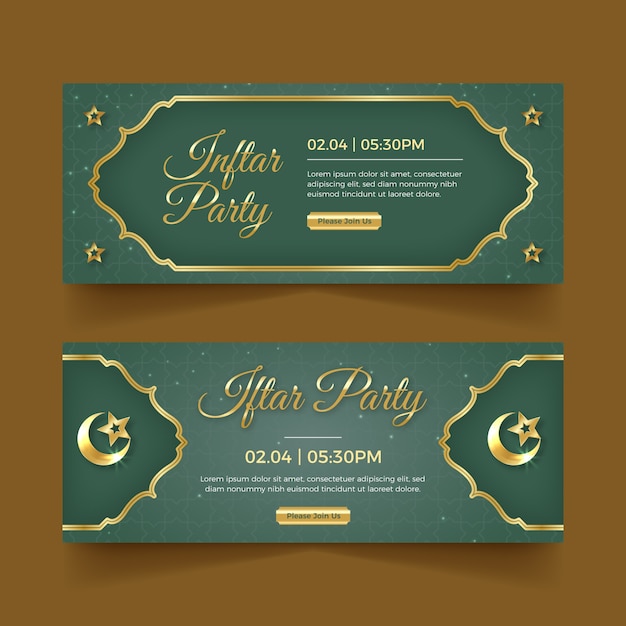 Realistic ramadan horizontal banners set