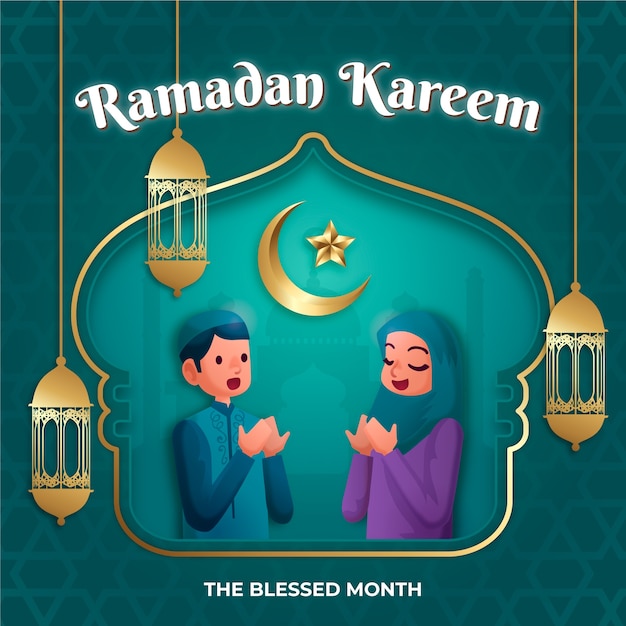 Realistic ramadan kids illustration