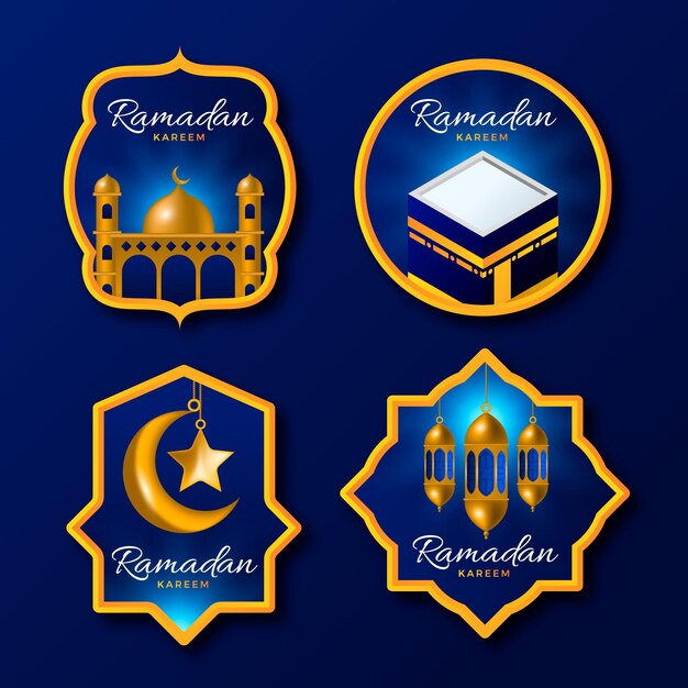 Realistic ramadan label collection