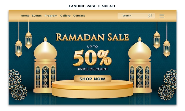 Free vector realistic ramadan landing page template