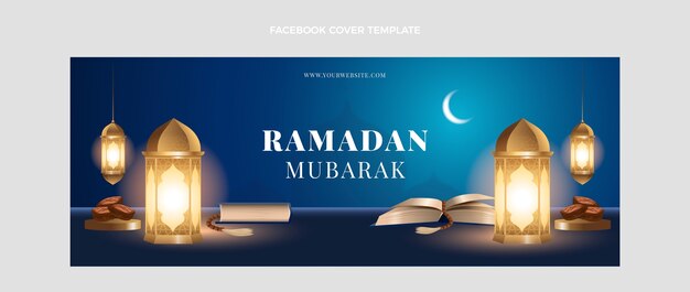 Realistic ramadan social media cover template