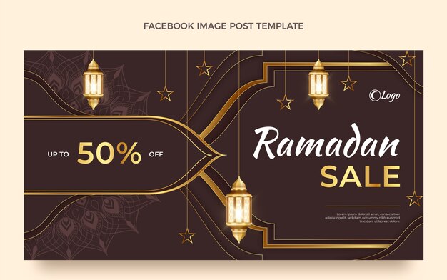 Realistic ramadan social media post template