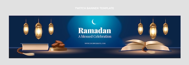 Free Vector realistic ramadan twitch banner