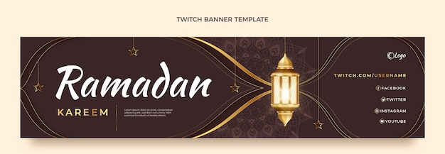 Free Vector realistic ramadan twitch banner