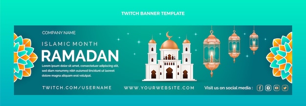 Free Vector realistic ramadan twitch banner