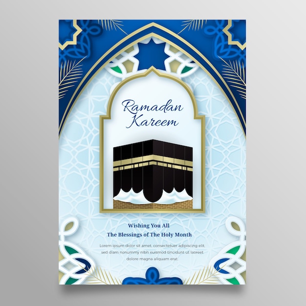 Free vector realistic ramadan vertical poster template