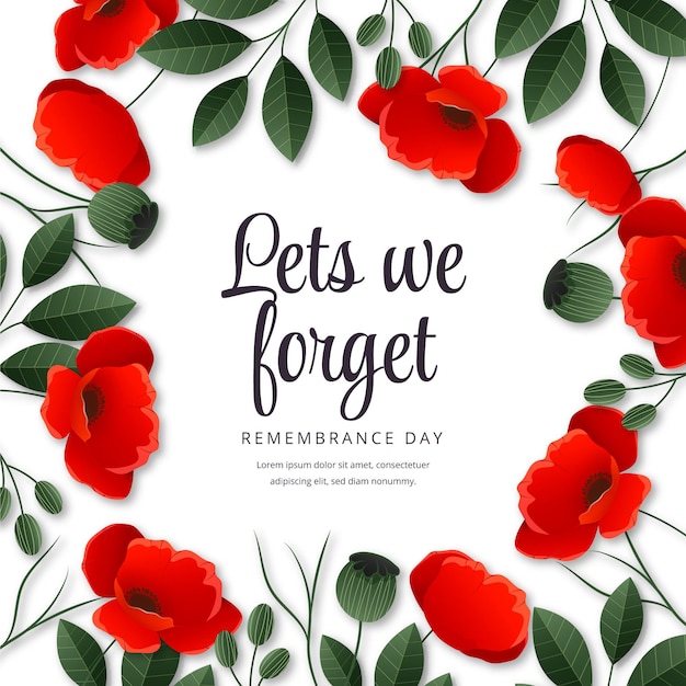 Free vector realistic remembrance day background