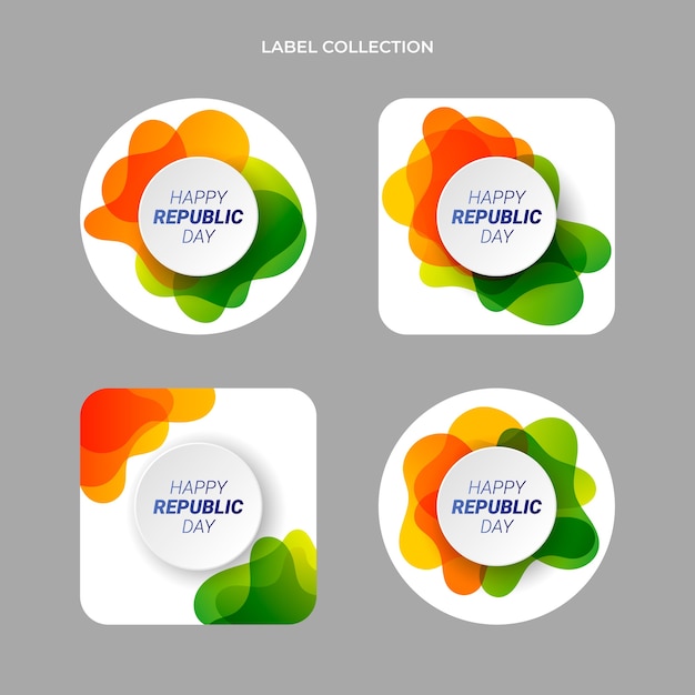 Realistic republic day labels collection