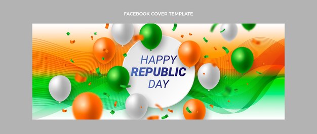 Realistic republic day social media cover template