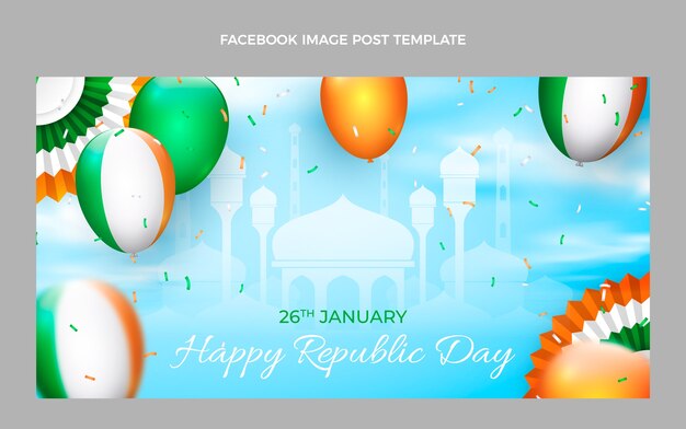 Realistic republic day social media post template