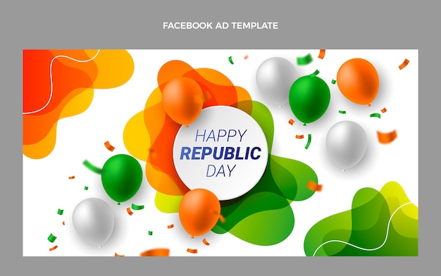 Realistic republic day social media promo template