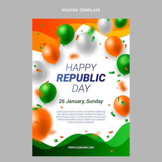 Realistic republic day vertical poster template