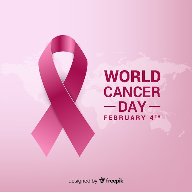 Realistic ribbon world cancer day background