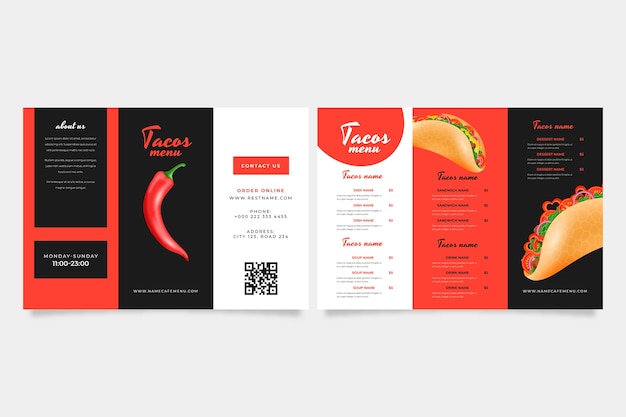 Realistic rifold menu template