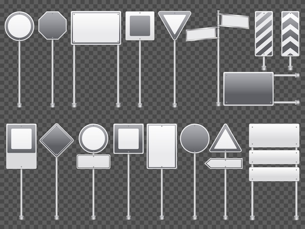 Free Vector realistic road signs transparent set 