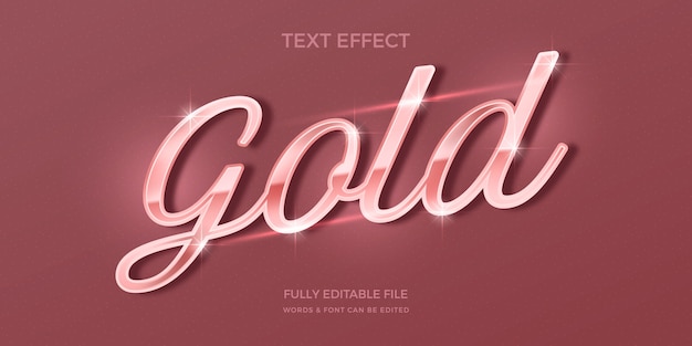 Realistic rose gold text effect design