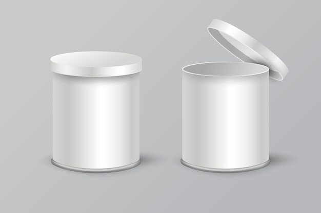 Realistic round box mockup illustration