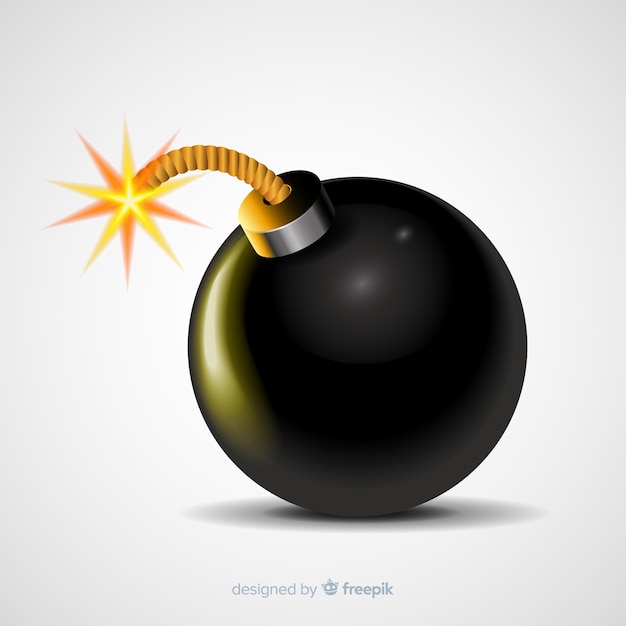 Free vector realistic rounded bomb with fuse