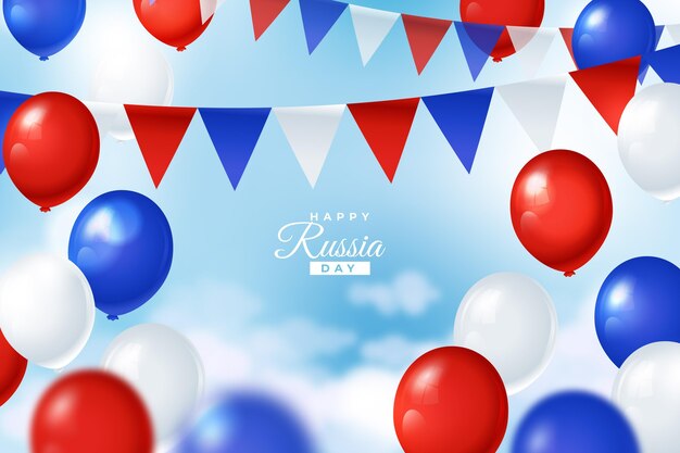 Realistic russia day background with balloons