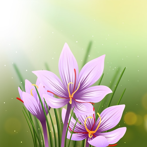 Free Vector realistic saffron flower illustration