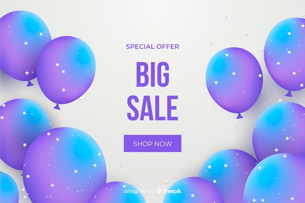 Realistic sale background with balloons