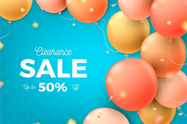 Realistic sale background with balloons