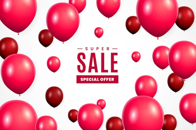 Free Vector realistic sale background  with balloons