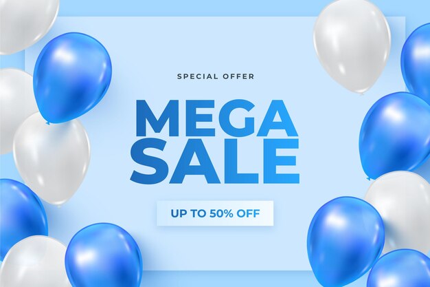 Realistic sale background with balloons