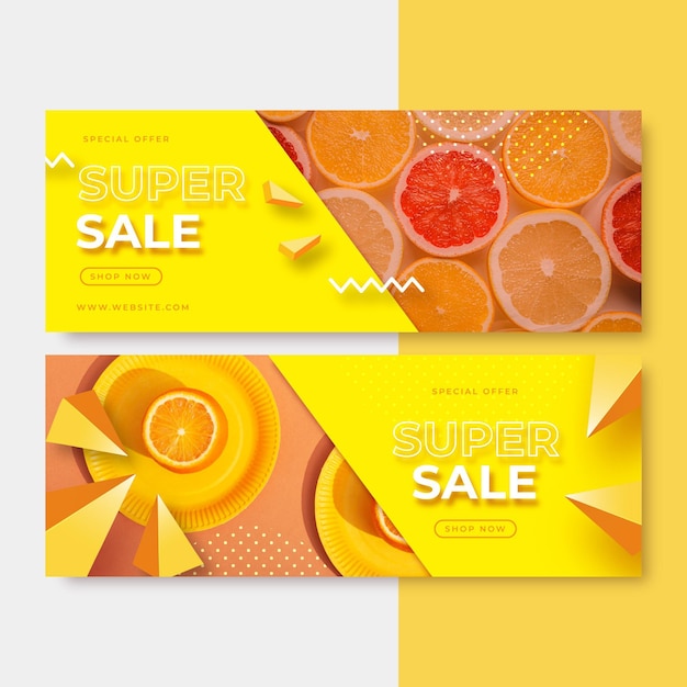 Free Vector realistic sale banners set with photo