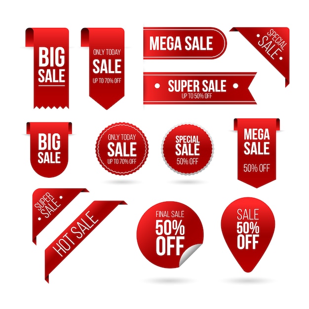 Realistic sales label set