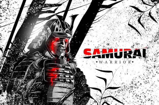 Realistic samurai illustrated background