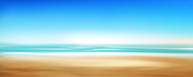 Free Vector realistic sand beach with blue water of sea