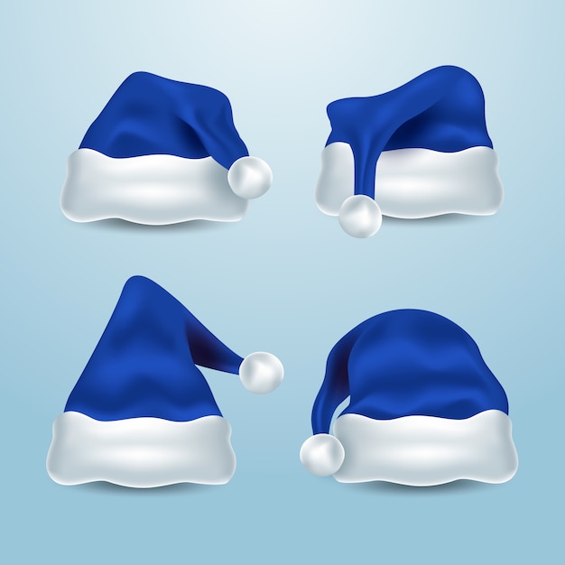 Realistic santa claus hat collection