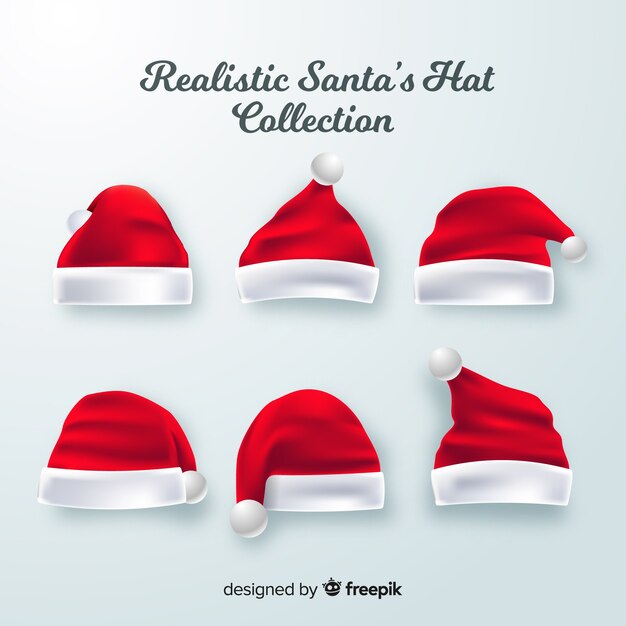 Realistic santa hat collection