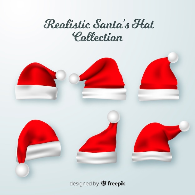 Realistic santa hat collection