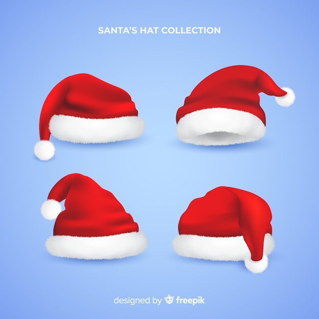 Realistic santa hat collection